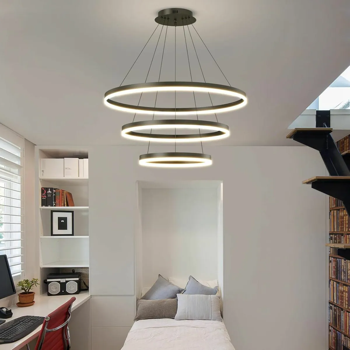 LED Modern Pendant Light Fixture 3 Ring Circular - Image 3