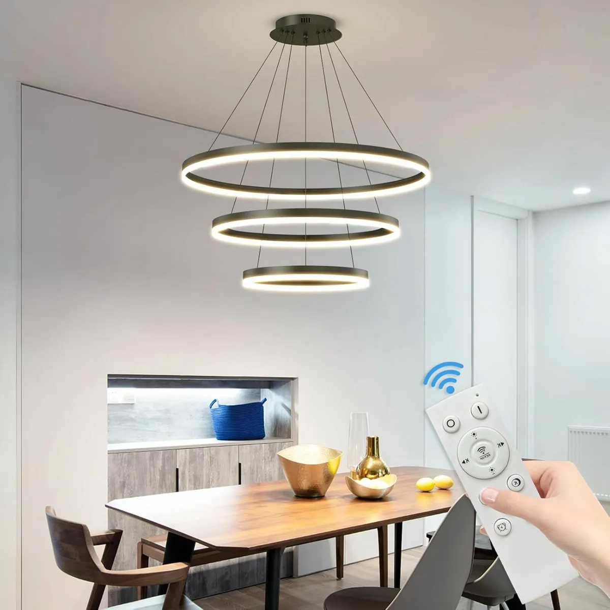 LED Modern Pendant Light Fixture 3 Ring Circular - Image 4