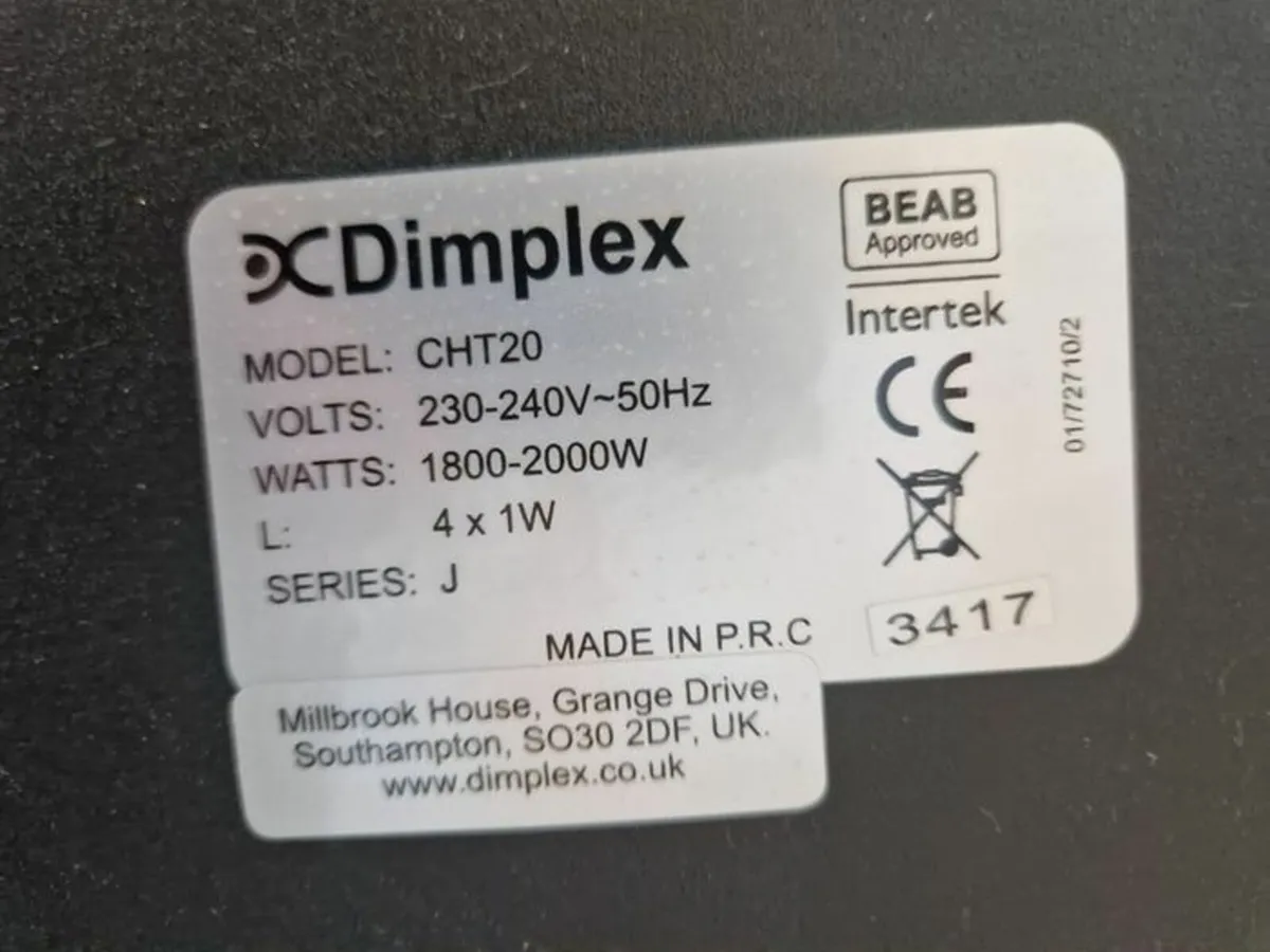 Dimplex CHT20 1800-2000W Fire, Electric Heater - Image 3