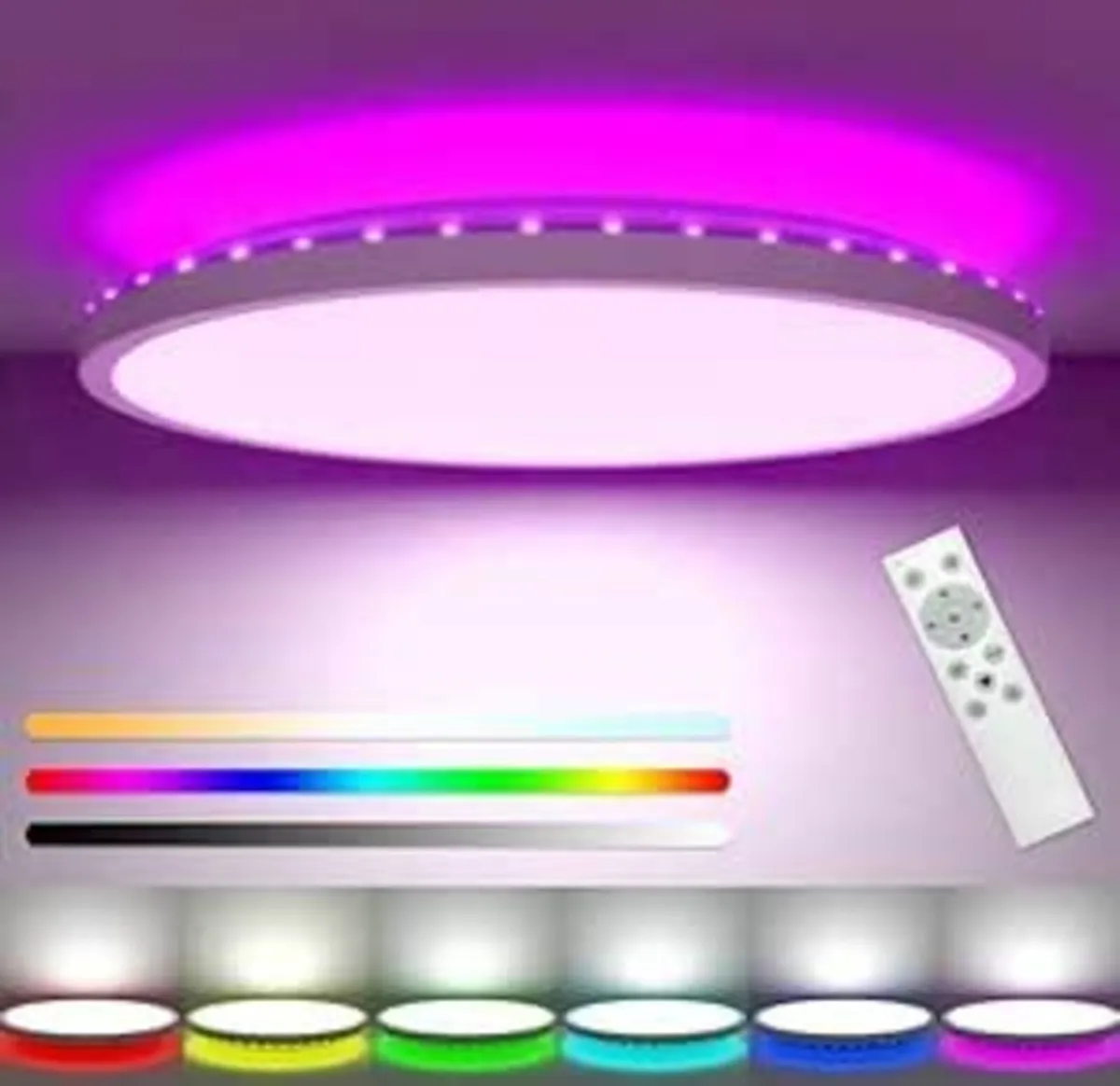 LED Ceiling Light Dimmable, 24W Remote Control - Image 3