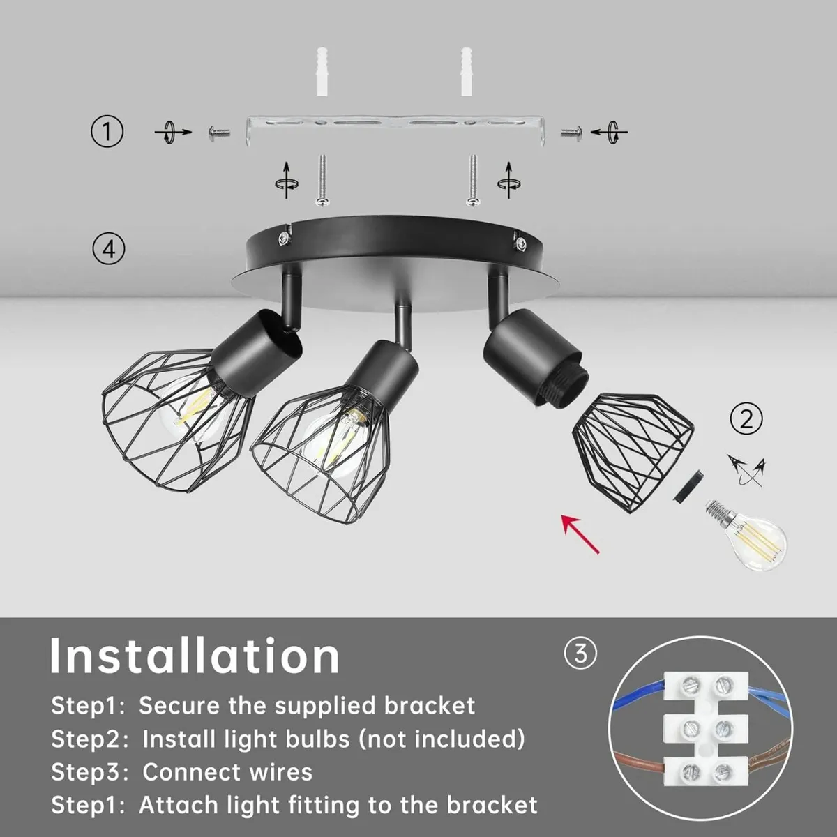 Spot Light Fittings Ceilings light Adjustable3 Way - Image 3