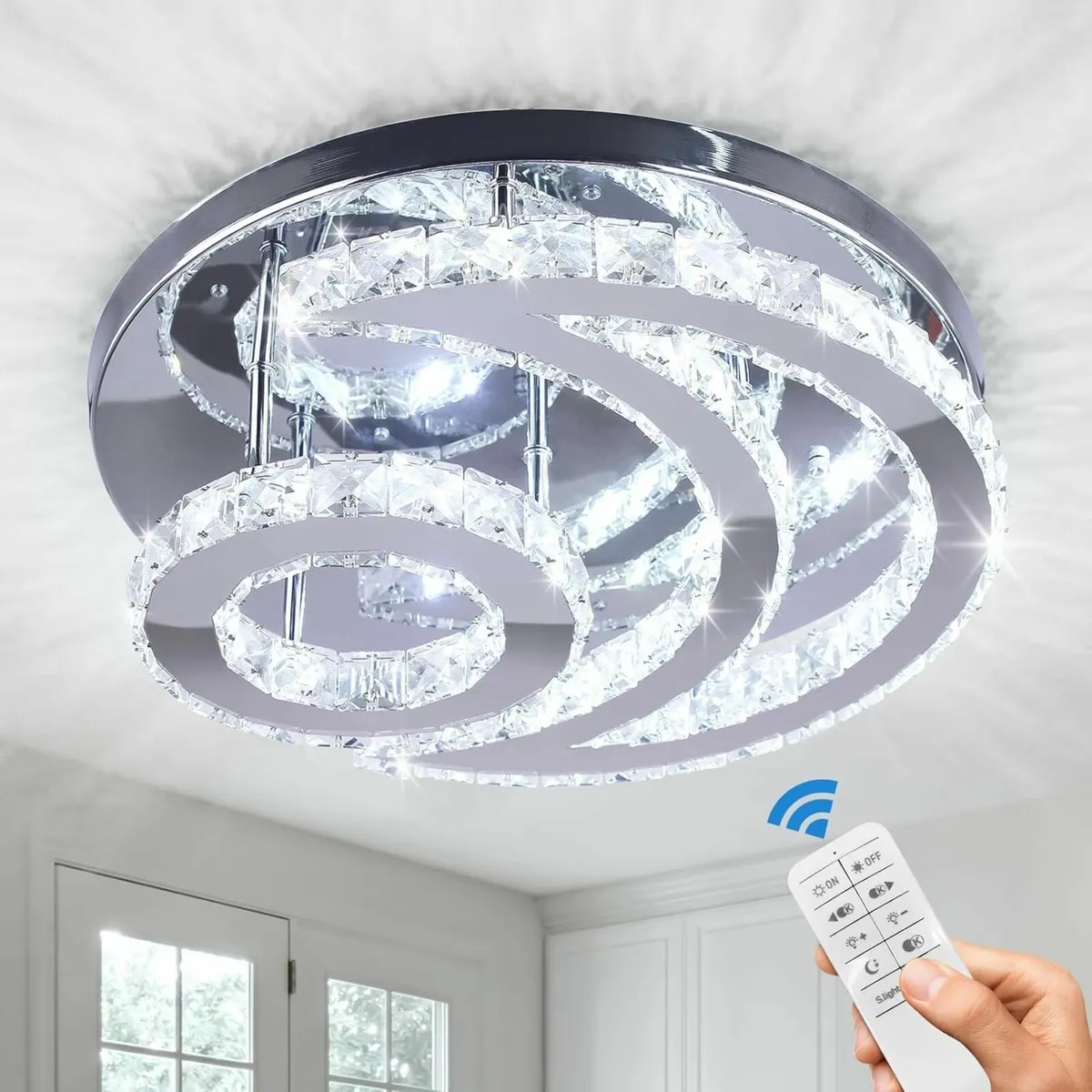 Crystal Chandelier Dimmable LED Ceiling Light - Image 1