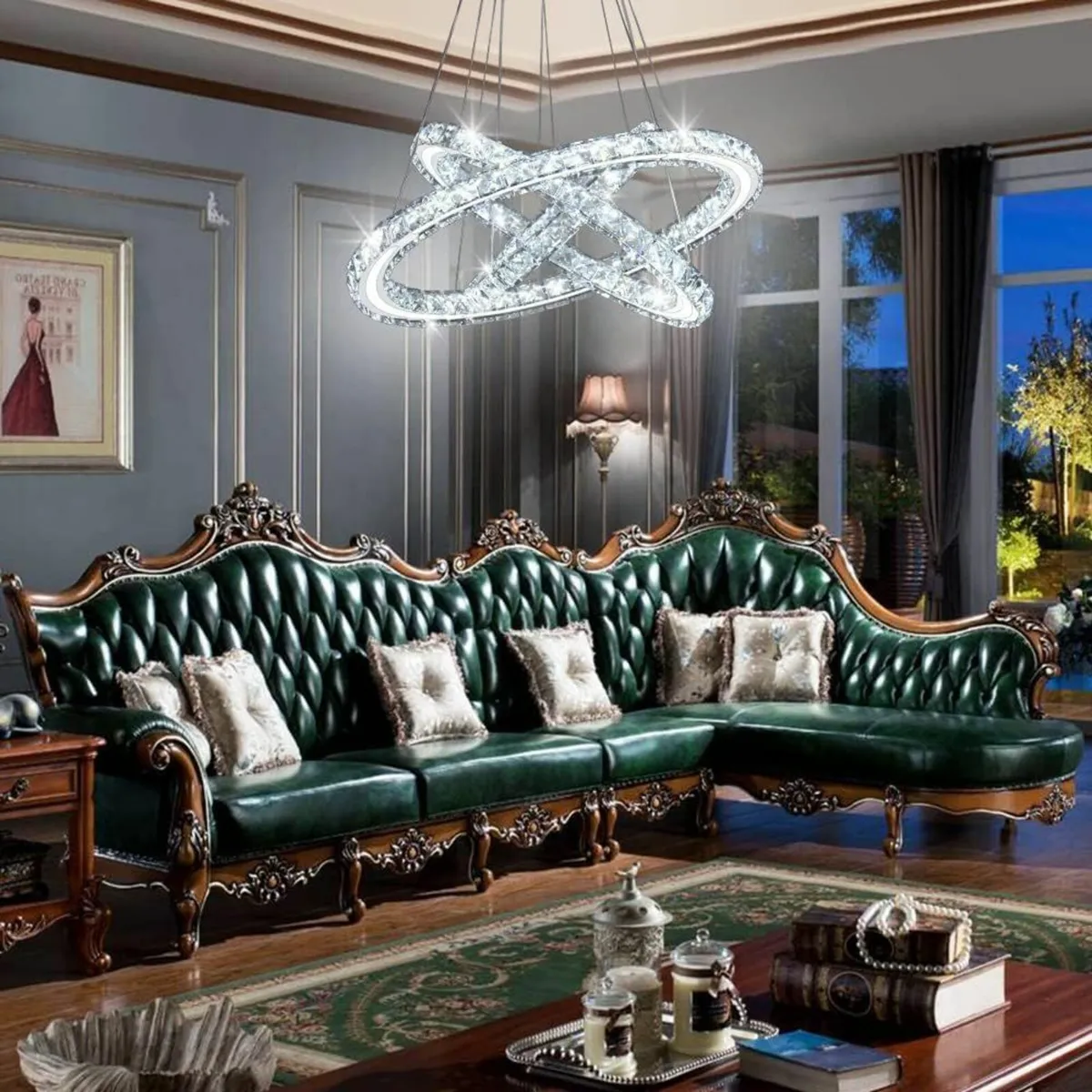 LED Crystal Chandeliers Ceiling Light 3-Ring - Image 3
