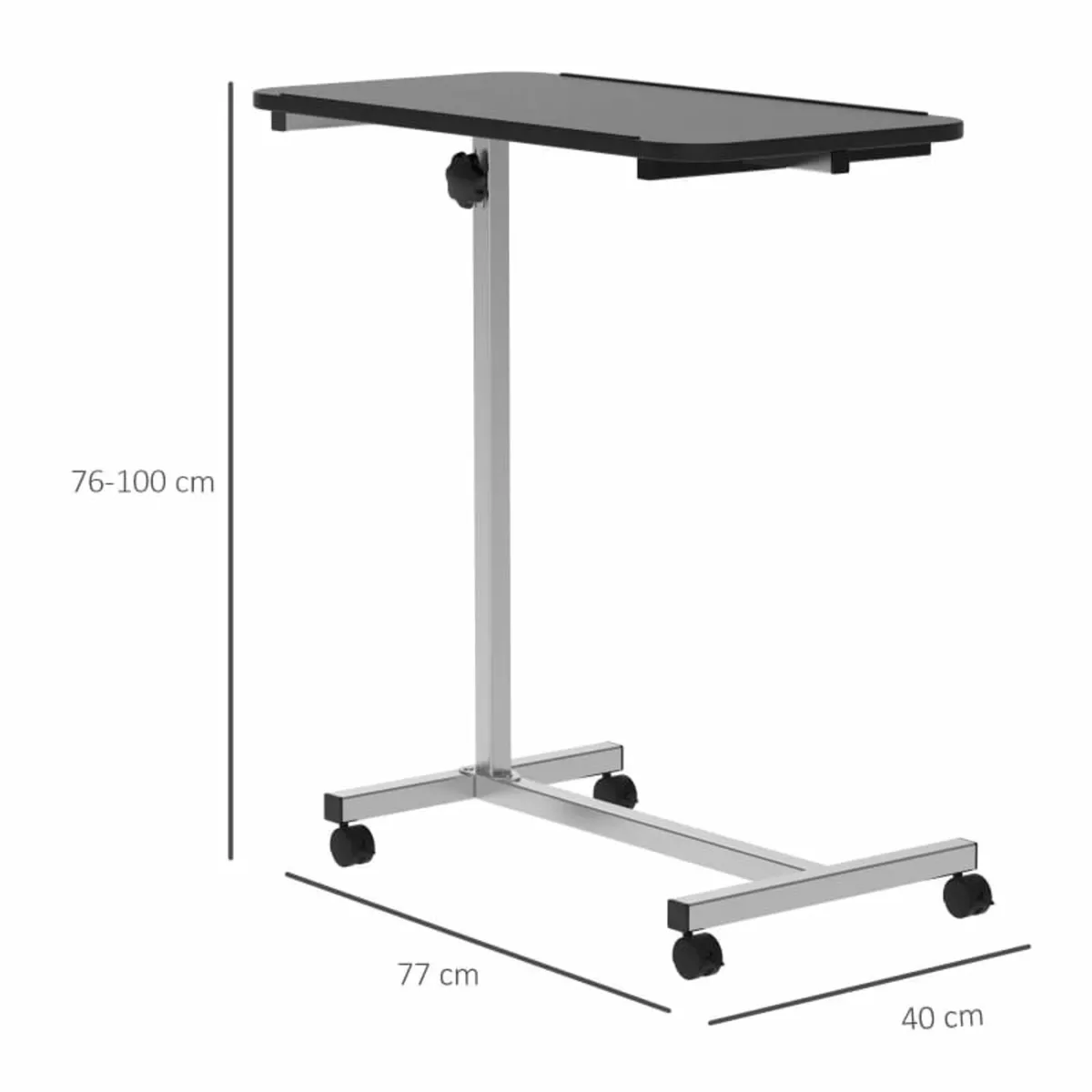 Height Adjustable Overbed Table with Wheels, C Sha - Image 2