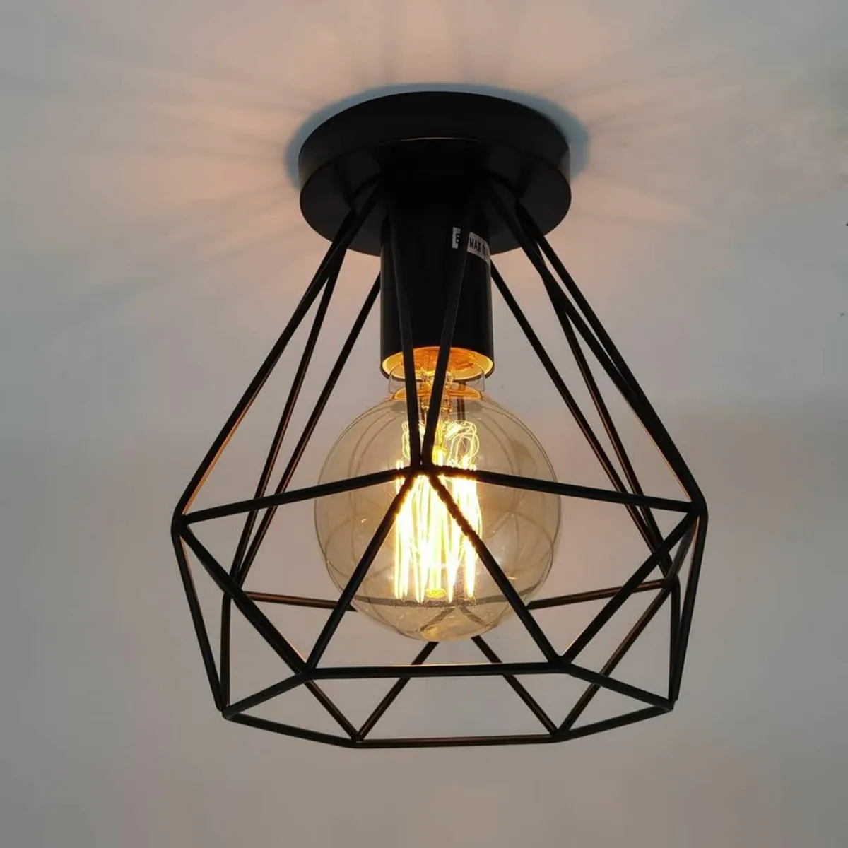 Vintage Flush Mount Light, Black Hallway Bedroom - Image 1