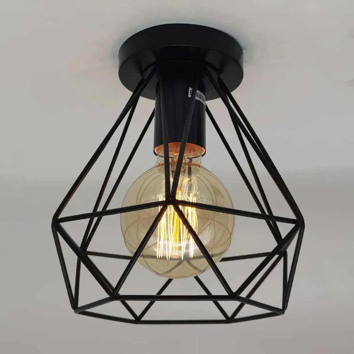Vintage Flush Mount Light, Black Hallway Bedroom - Image 3