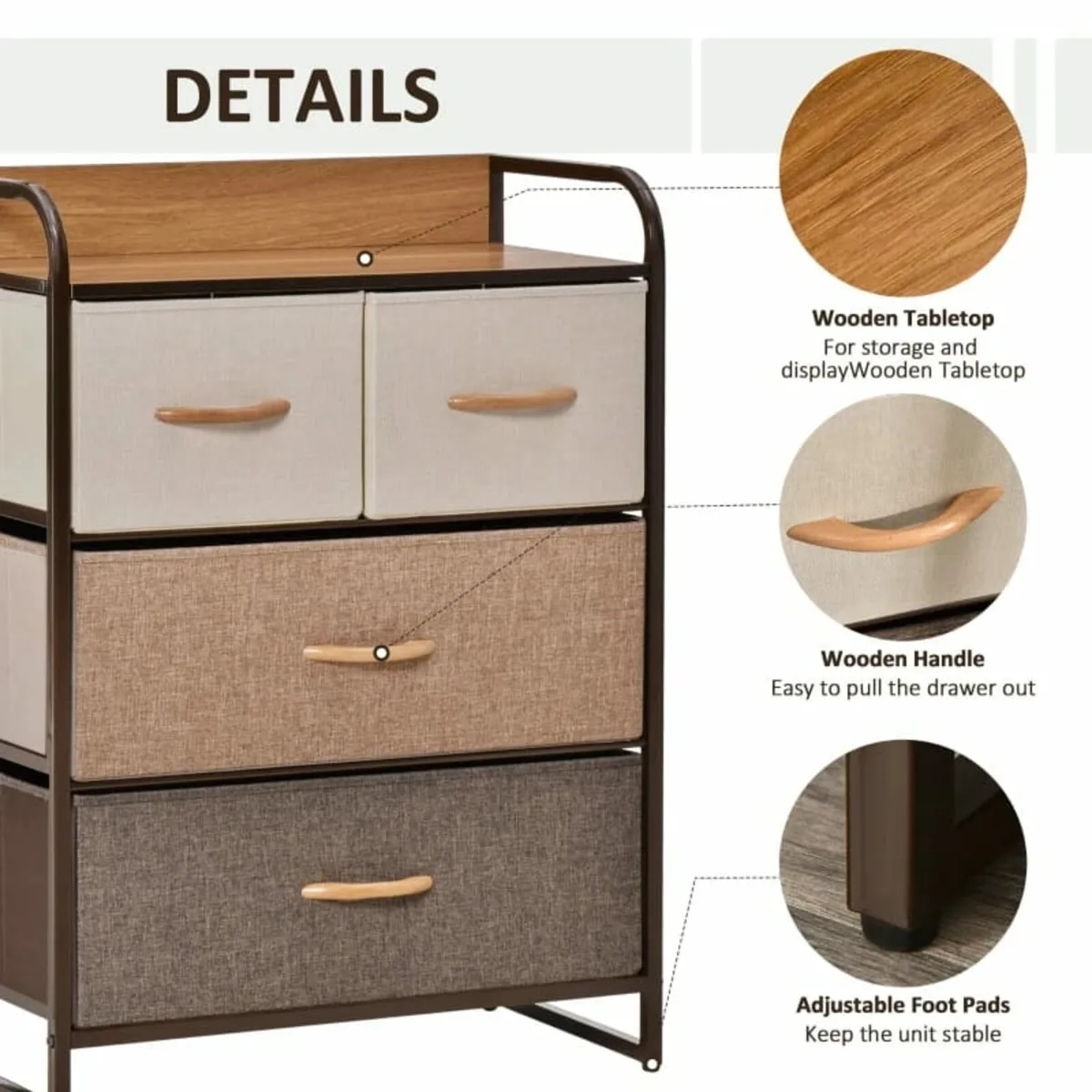 4-Drawer Dresser, 3-Tier Storage Organizer, Tower - Image 2