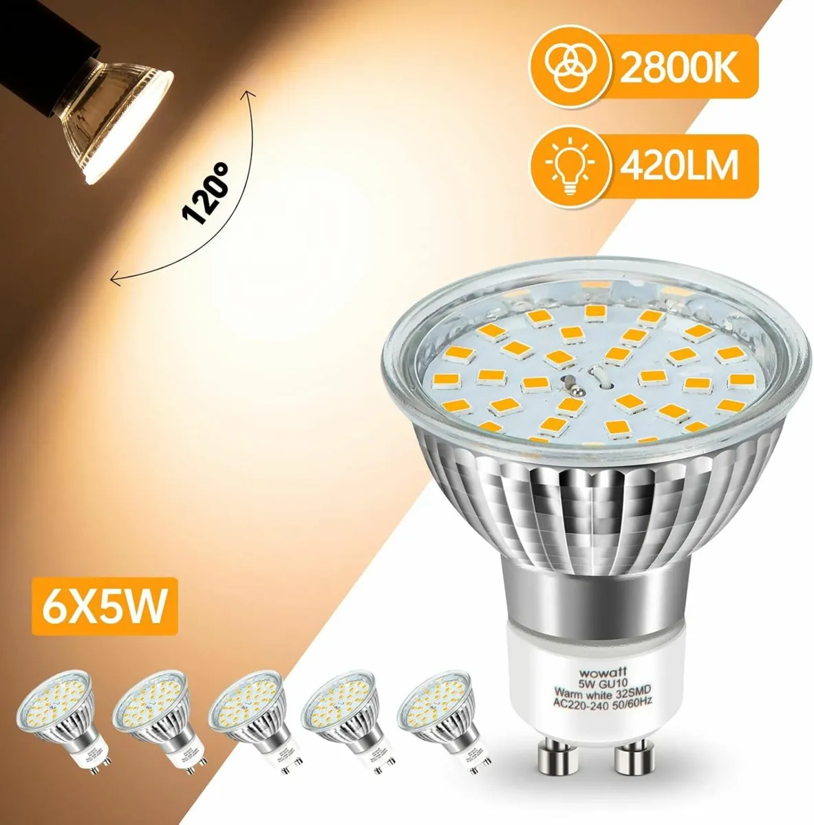 LED Ceiling Light Rotatable 6 Way Black Spotlights - Image 4