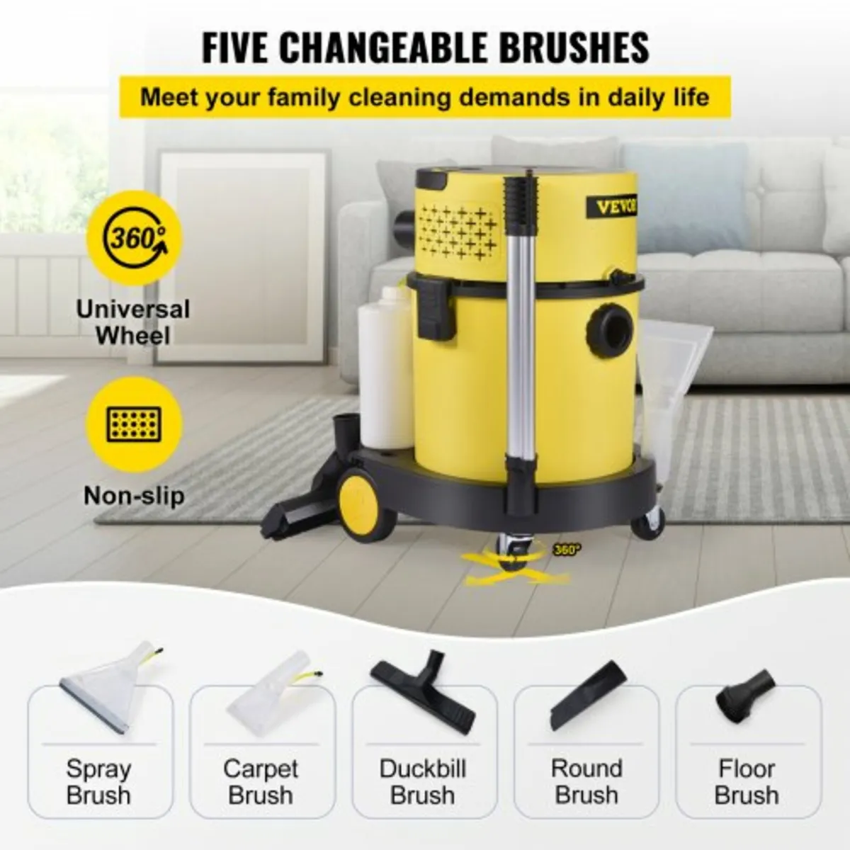Wet Dry Vacuum Cleaner, 5.3 Gallon 2 Peak HP, 4-in - Image 4