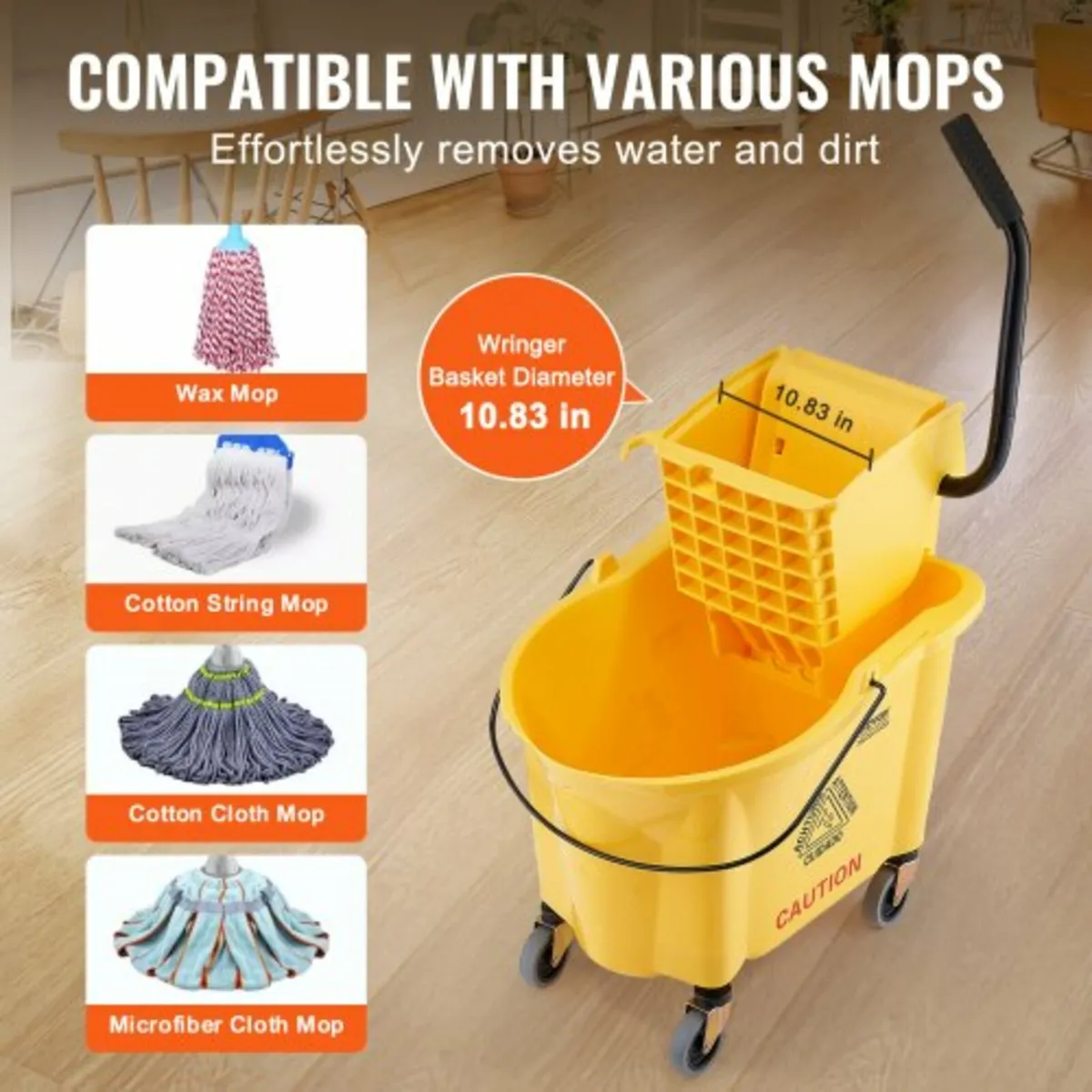 Mop Bucket with Wringer, 35 Qt. Commercial Mop Buc - Image 2