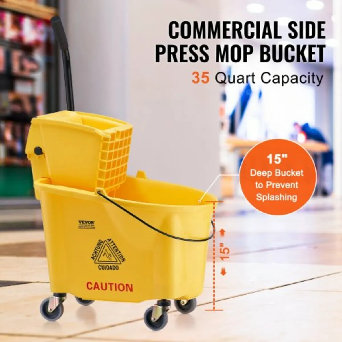 Mop Bucket with Wringer, 35 Qt. Commercial Mop Buc - Image 3