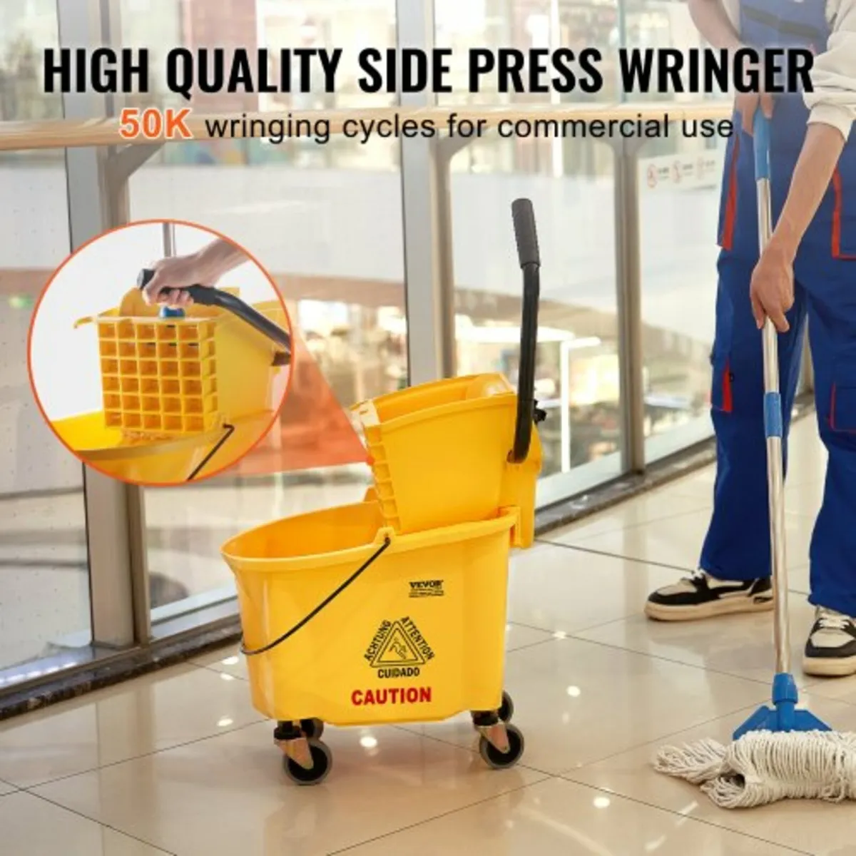Mop Bucket with Wringer, 26 Qt. Commercial Mop Bu - Image 2