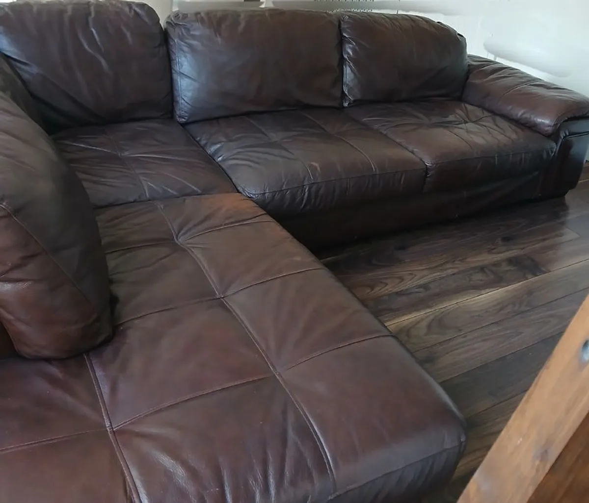 Corner Sofa Brown Leather Large - Image 2