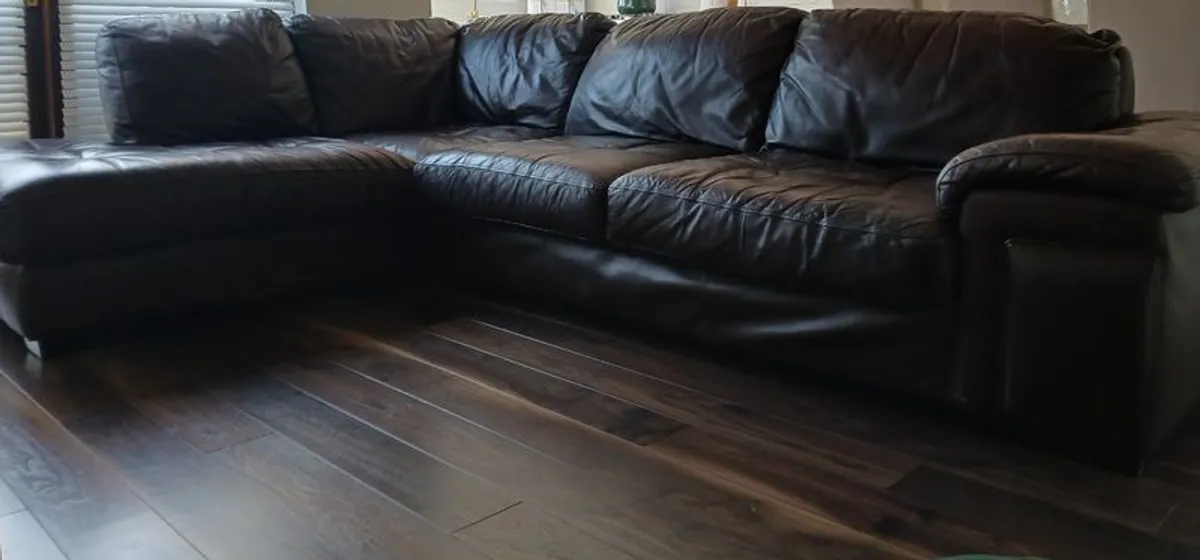 Corner Sofa Brown Leather Large - Image 3