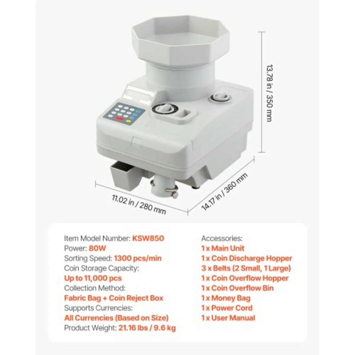Coin Counter Professional Coin Sorter LED Display - Image 4