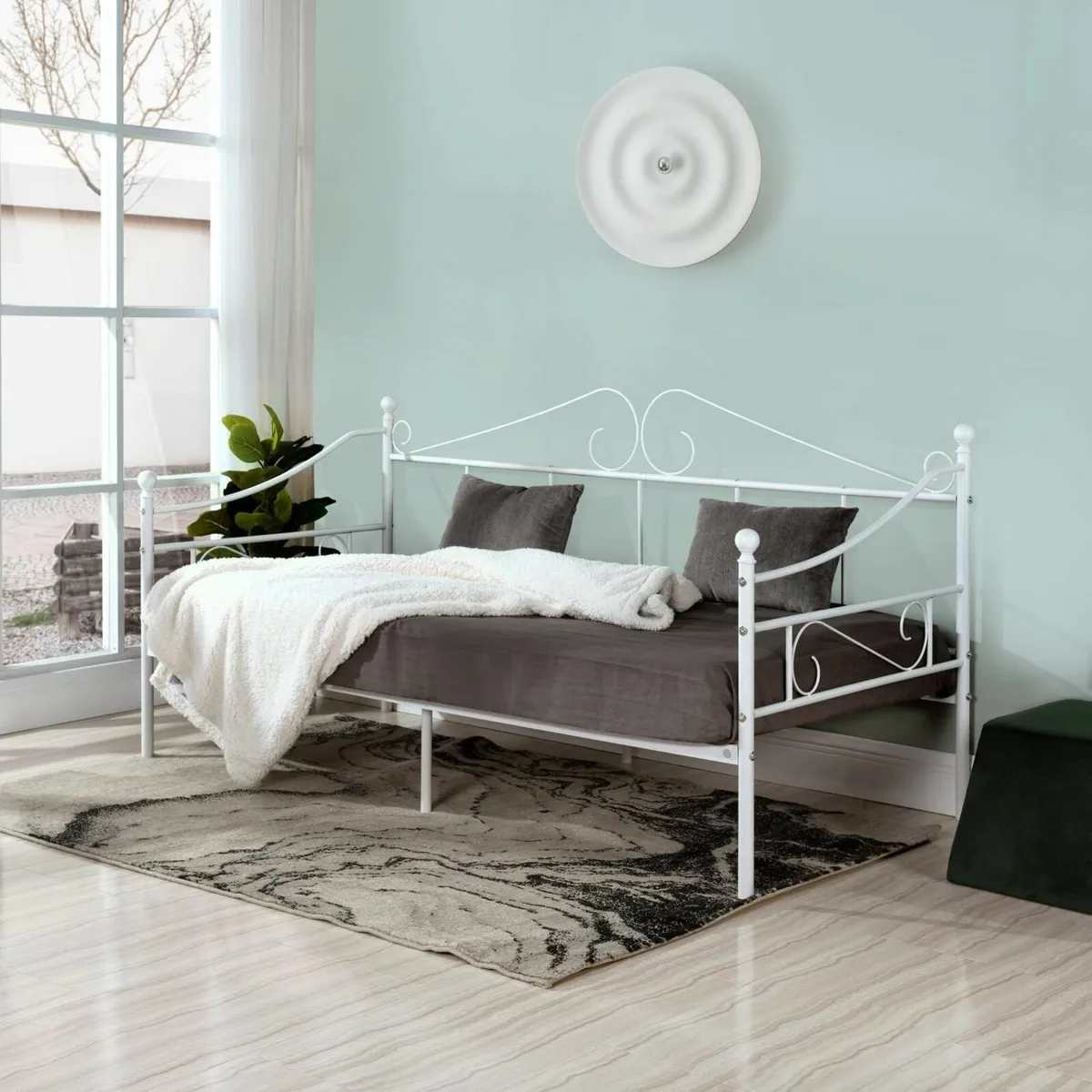 Single Bed Frame Guest Room White 90x190cm - Image 1