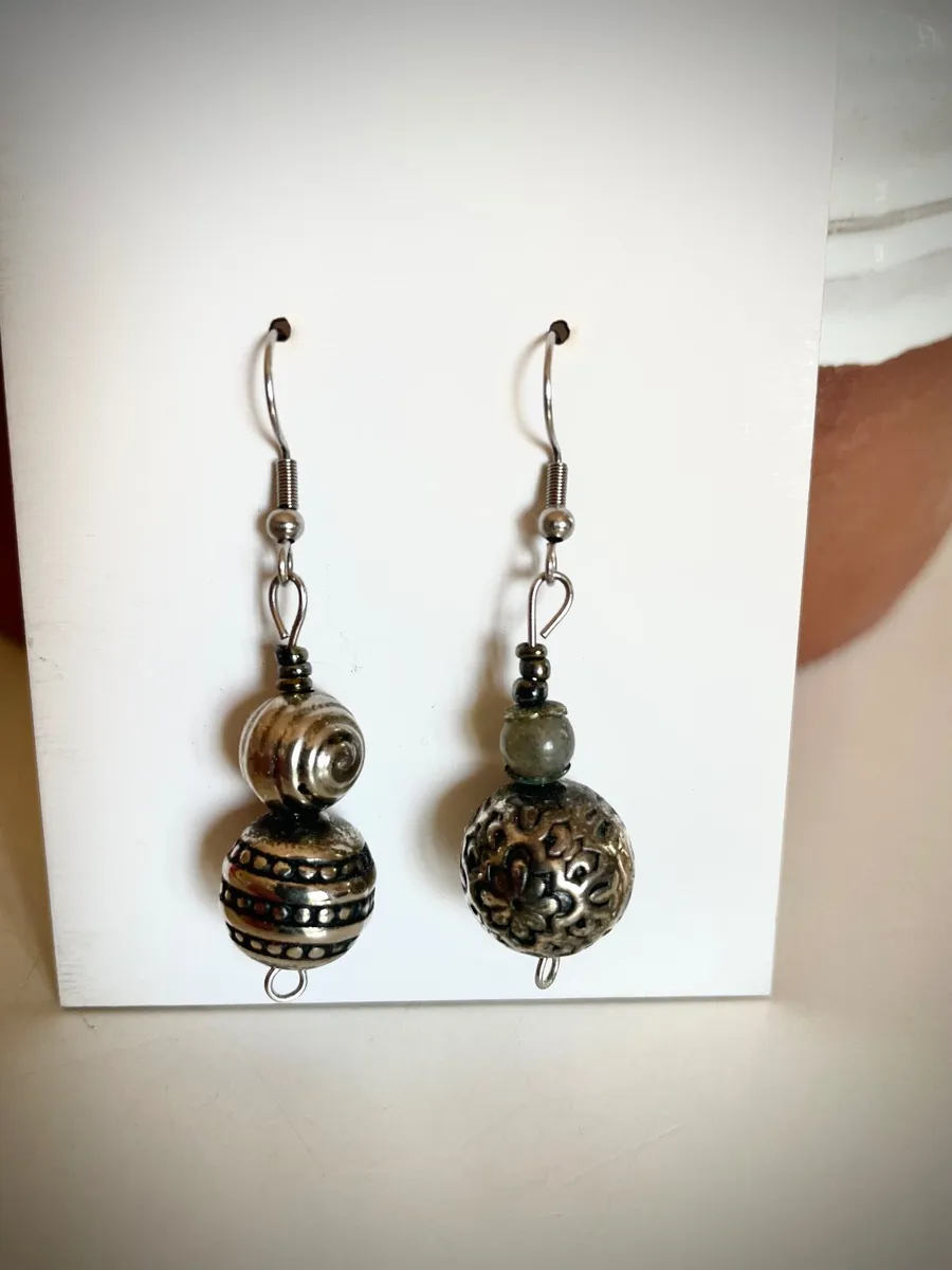 Handmade drop bead earrings - Image 2