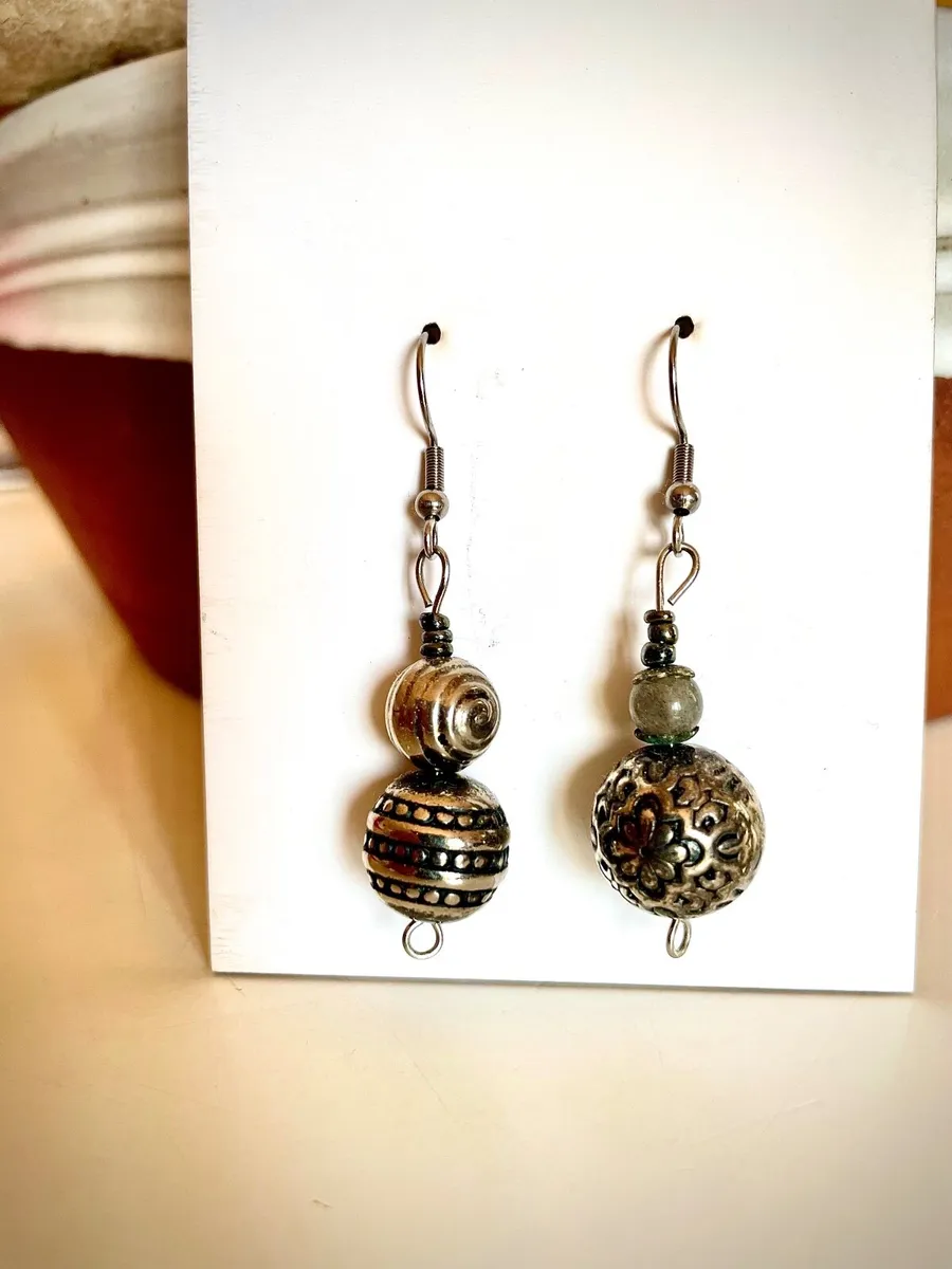 Handmade drop bead earrings - Image 1