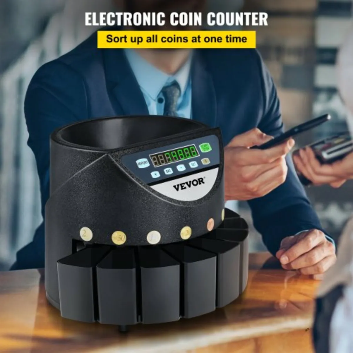 Euro Coin Counter Sorter 500-1000 Coins Electronic - Image 3
