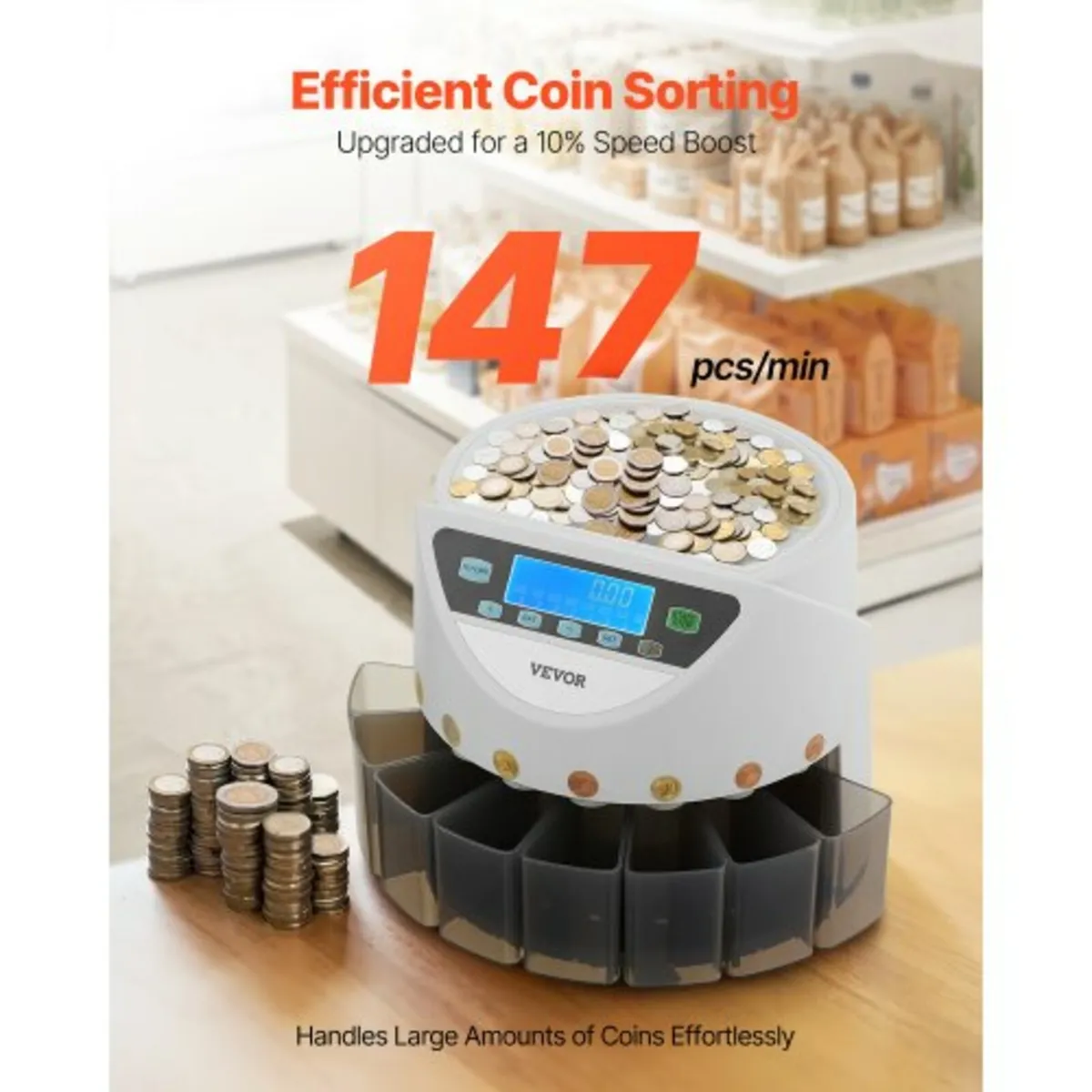 EURO Coin Sorter with Large LCD Display Hold up to - Image 3