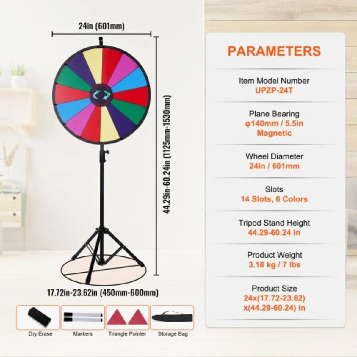 24” Color Prize Wheel Tripod Floor Stand Color Pri - Image 2