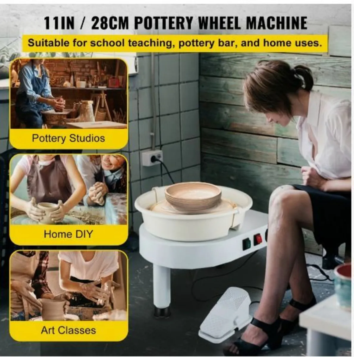 Pottery Wheel, 11in Ceramic Wheel Forming Machine - Image 2