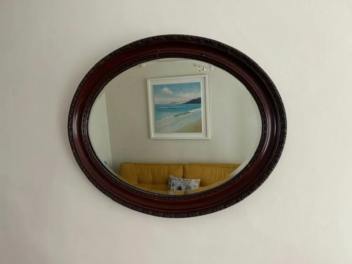 Wooden-Framed Wall Mirror - Image 1