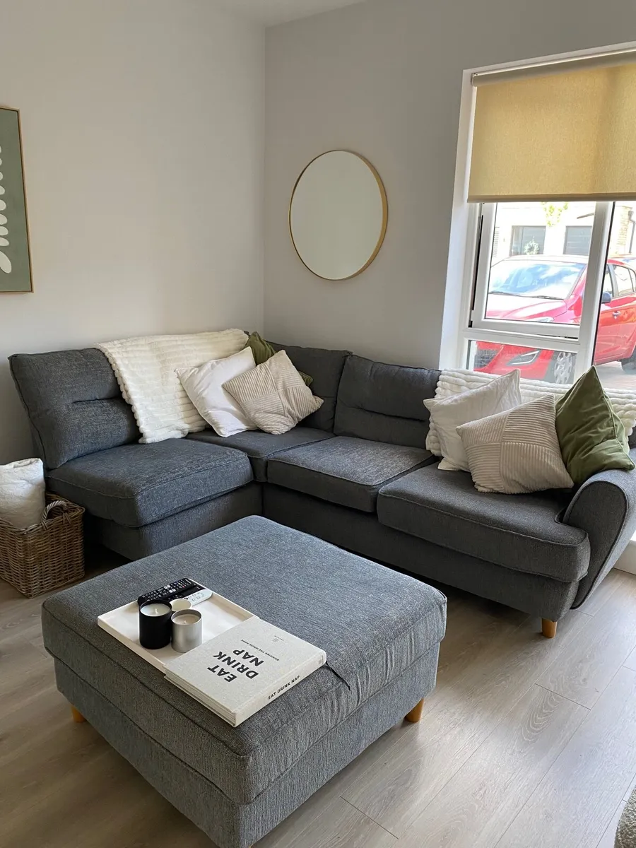 Grey sofa with matching ottoman - Image 1