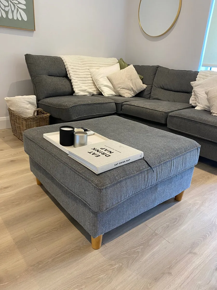 Grey sofa with matching ottoman - Image 2