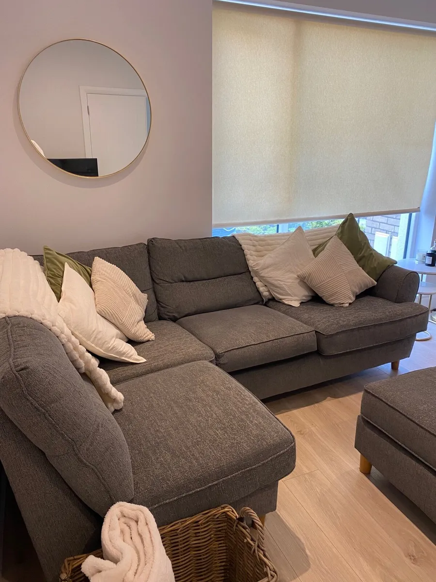 Grey sofa with matching ottoman - Image 3