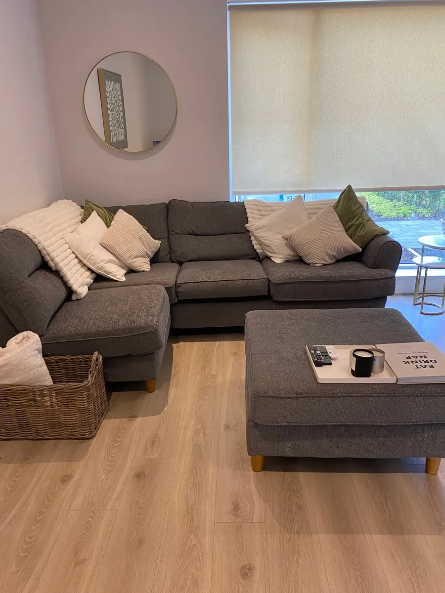 Grey sofa with matching ottoman - Image 4