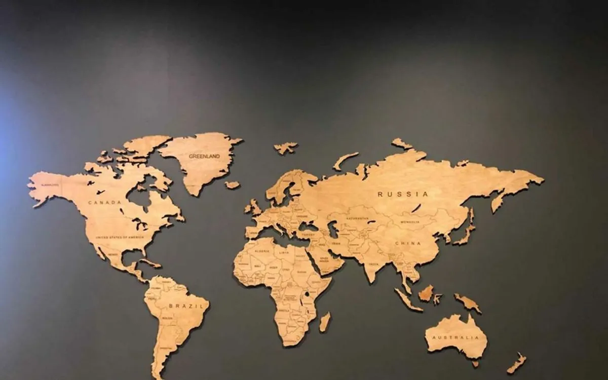 Wooden Map Wall Decoration Decor - Image 1