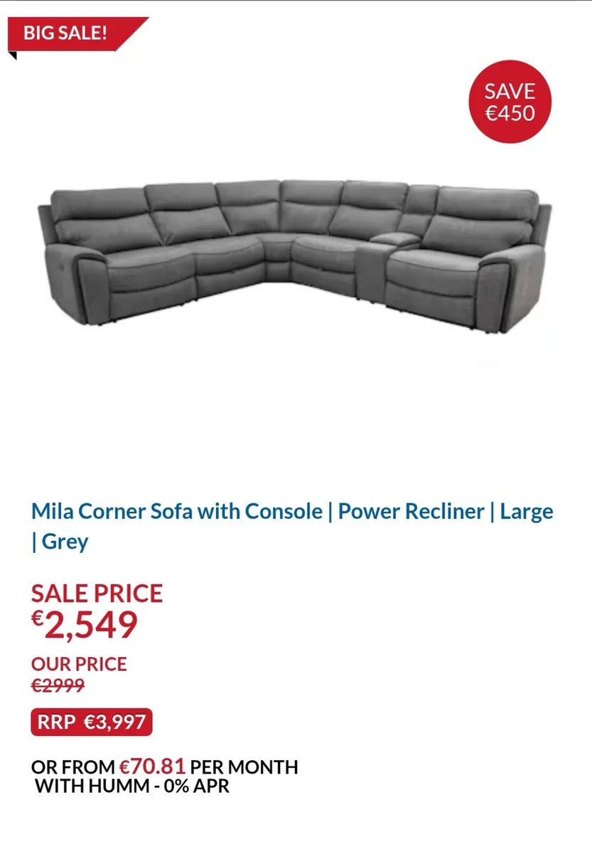 Mila corner, reclining sofa - Image 1
