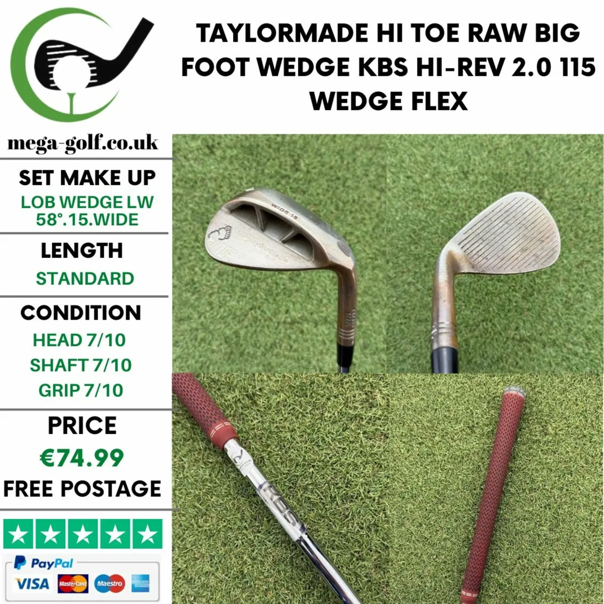 TAYLORMADE HI TOE RAW BIG FOOT WEDGE LW 58°. - Image 1