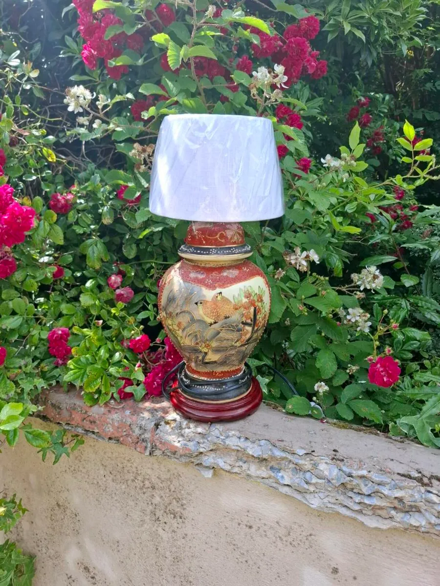 Red asian lamp in porcelain