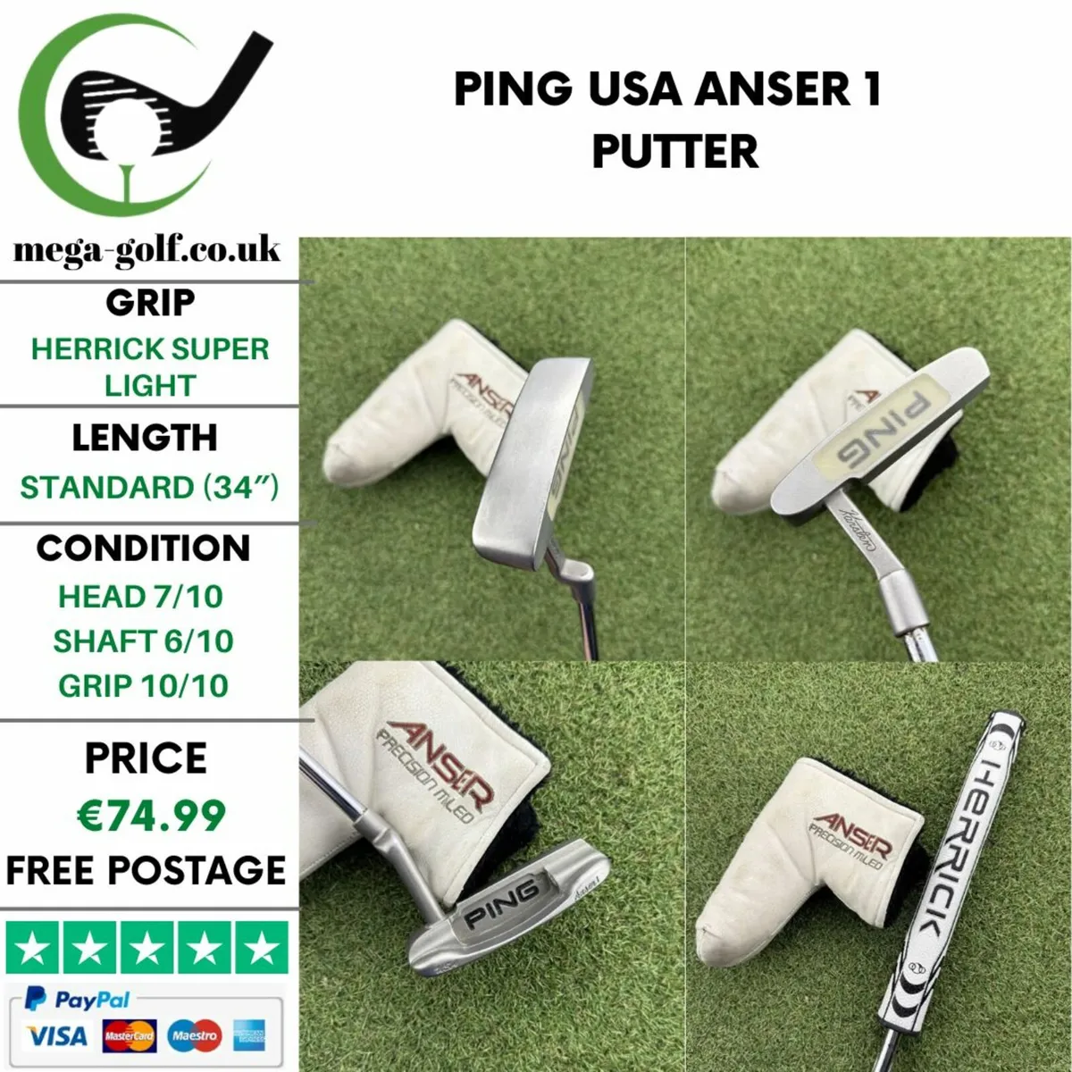 PING USA ANSER 1 PUTTER / 34″ - Image 1