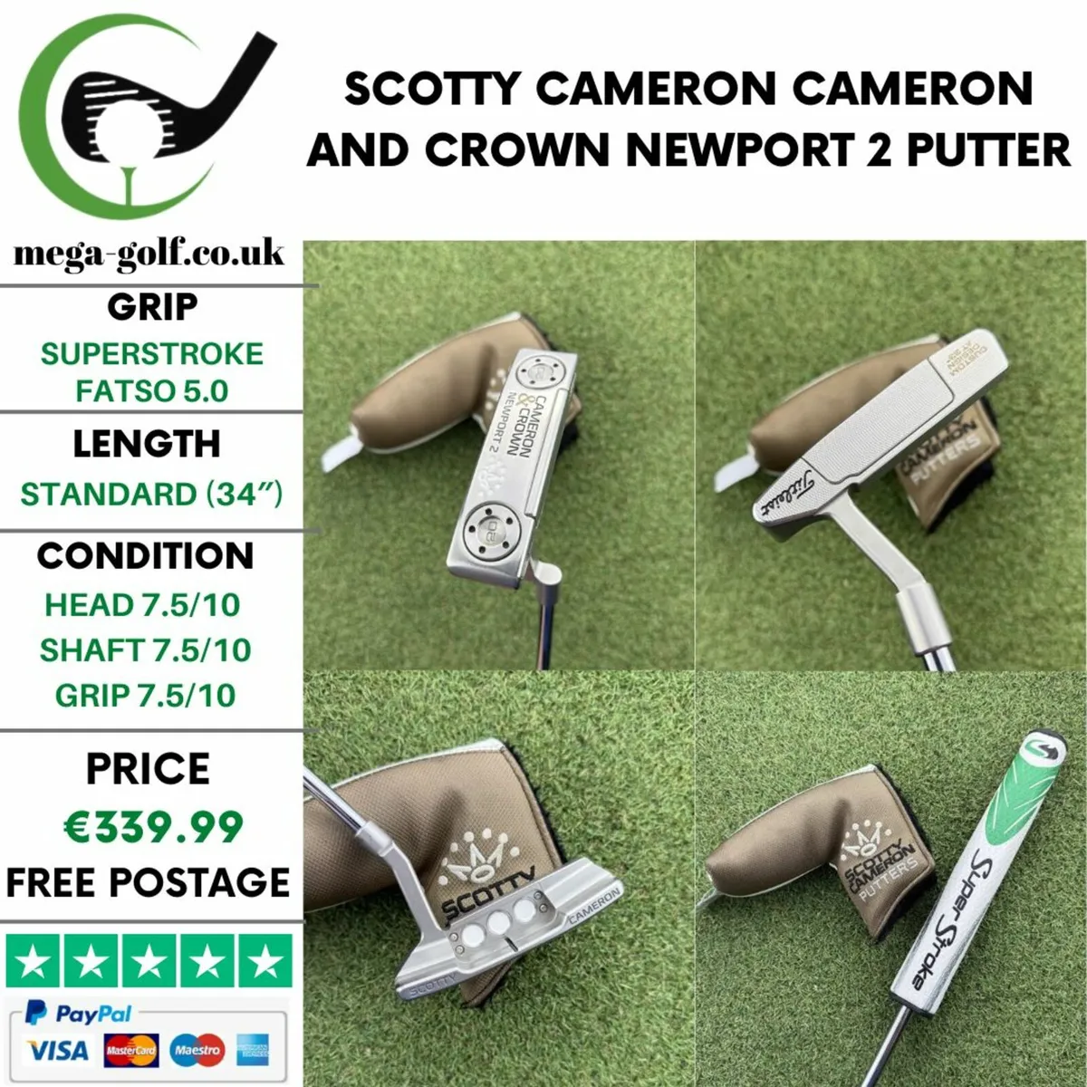 SCOTTY CAMERON CAMERON AND CROWN NEWPORT 2 PUTTER - Image 1