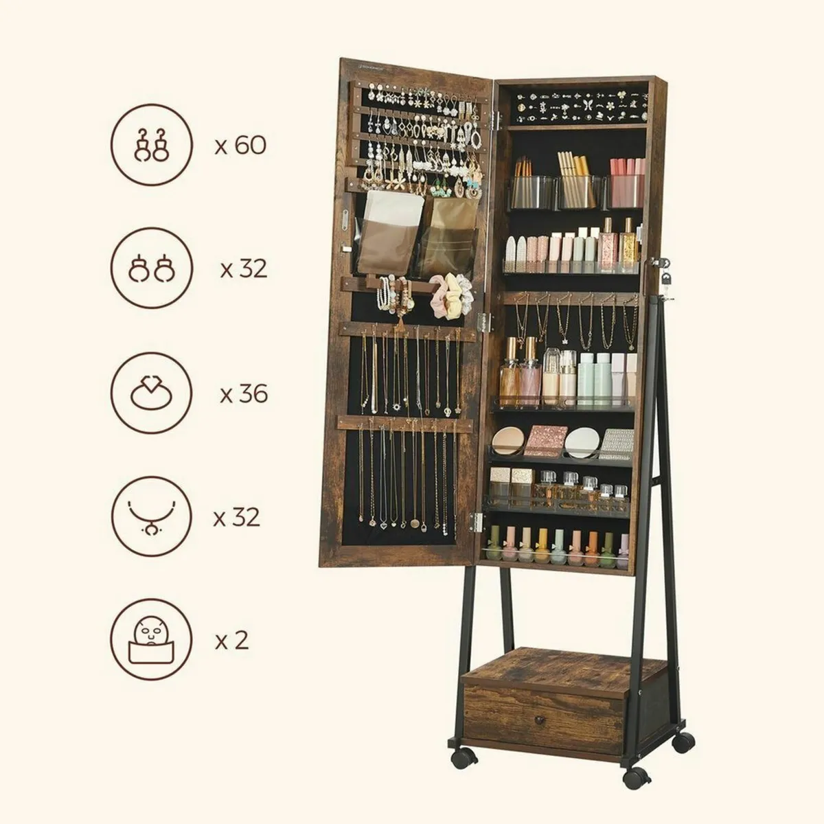 New Make Up Jewellery Storage Mirror-FREE Delivery - Image 3
