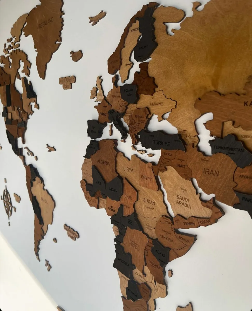 3D Wall Map Home Decor Wooden  Decoration - Image 1