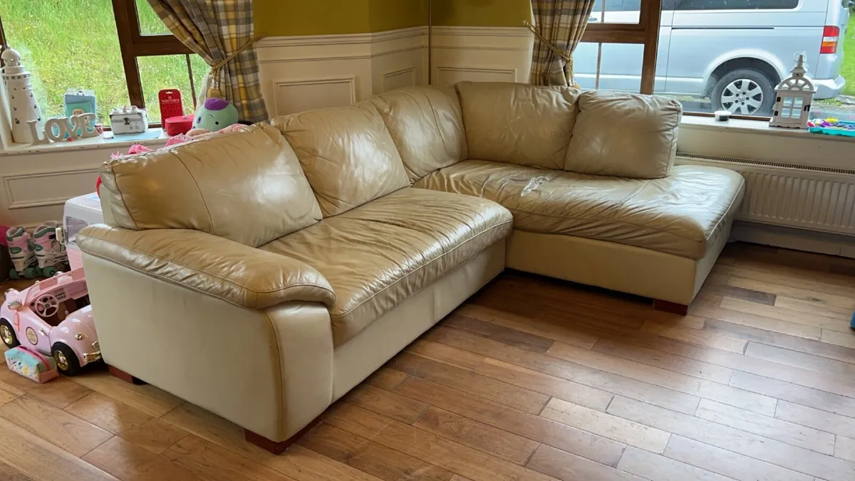 Cream Couch and Arm Chair - Image 2
