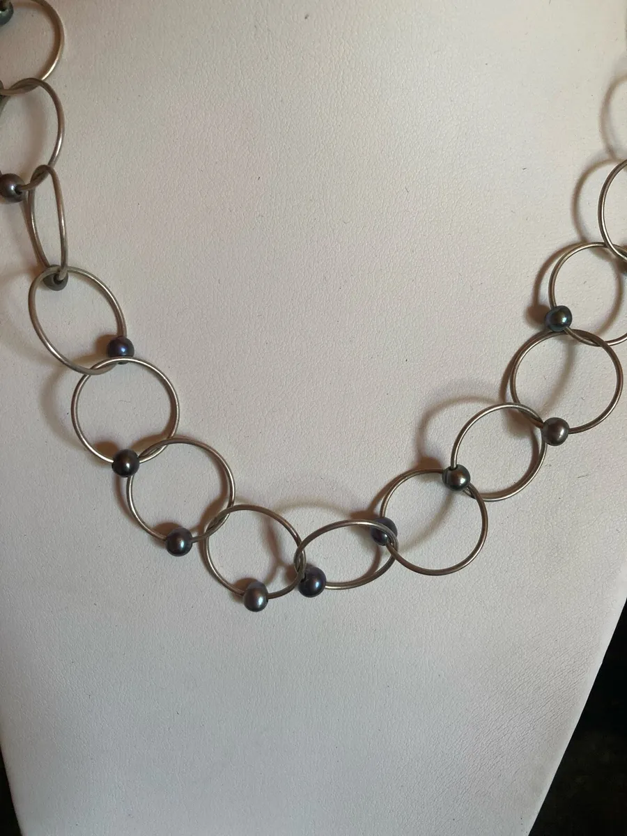 Sterling silver necklace with pearls - Image 2