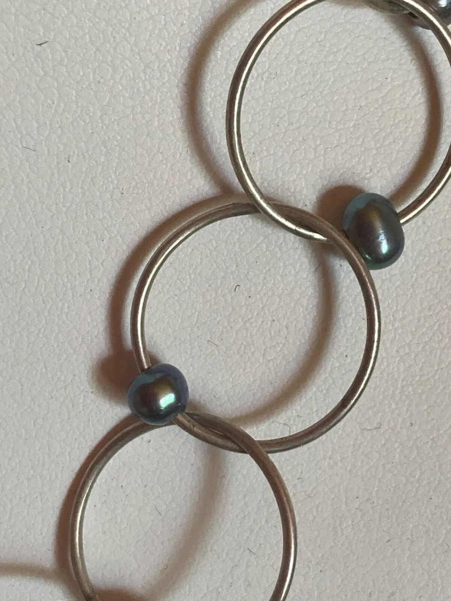 Sterling silver necklace with pearls - Image 3