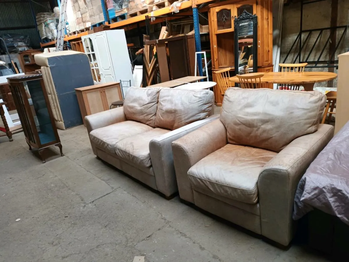 Leather Two Seater and Armchair - Image 4