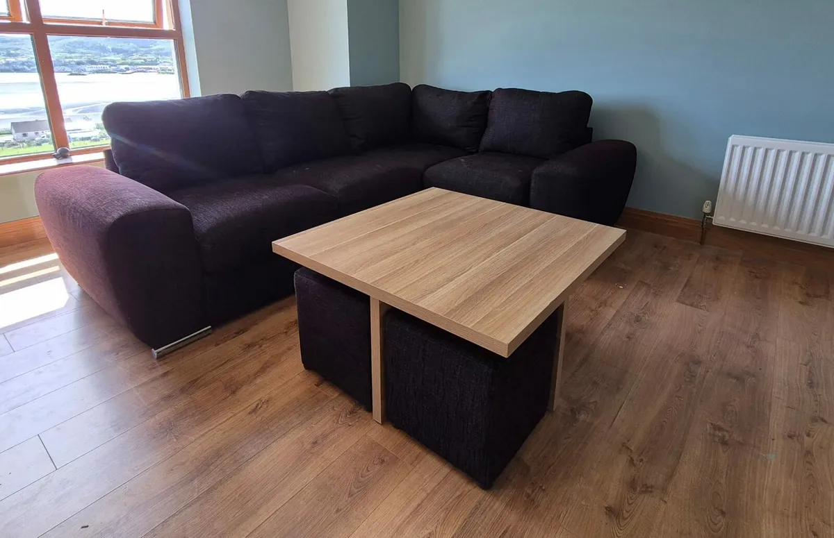 Corner sofa and coffee table with stools - Image 1