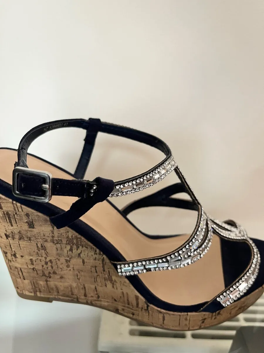 New look navy and diamanté wedges - Image 2