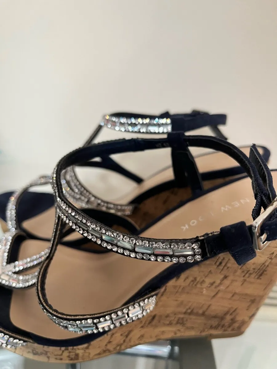 New look navy and diamanté wedges - Image 3