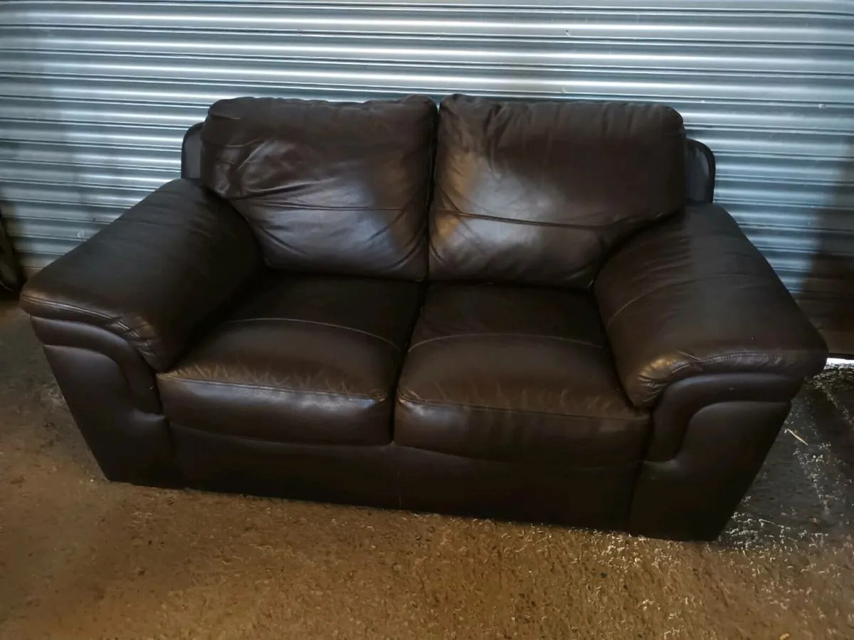 Leather Two Seater Sofa - Image 1