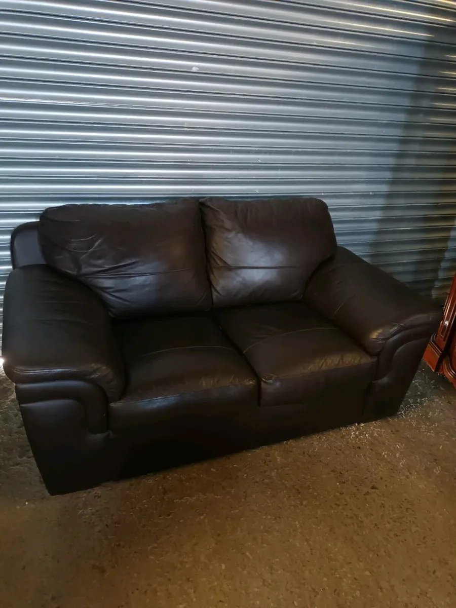 Leather Two Seater Sofa - Image 2