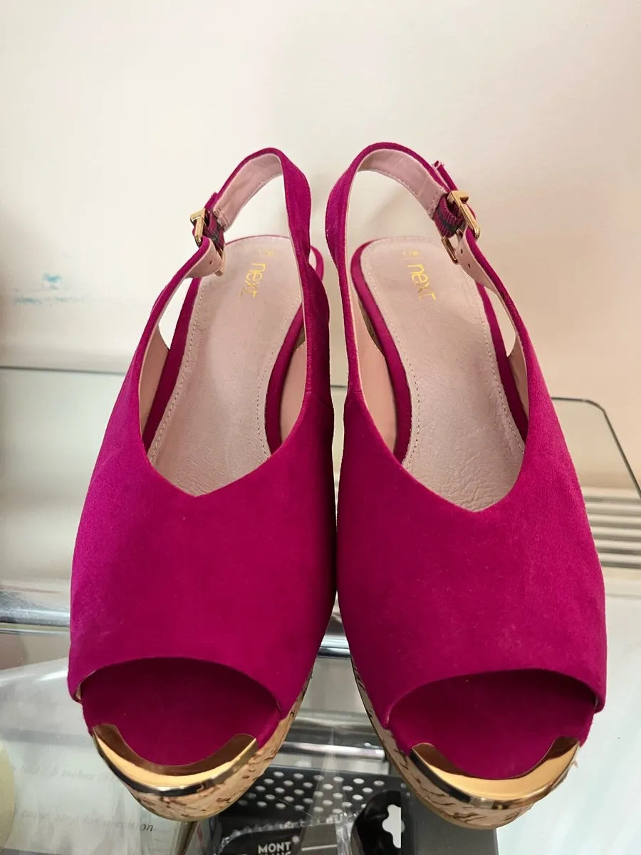 Next Pink suede wedges - Image 1