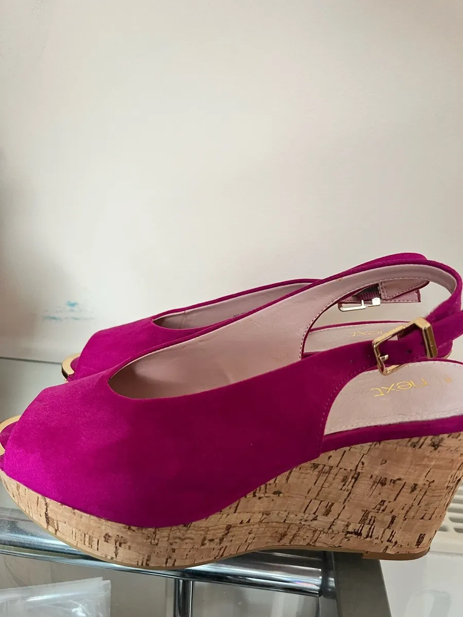 Next Pink suede wedges - Image 2